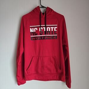 NC State Wolfpack Vibrant Red Black lined Sweatshirt 100% Polyester Men's M